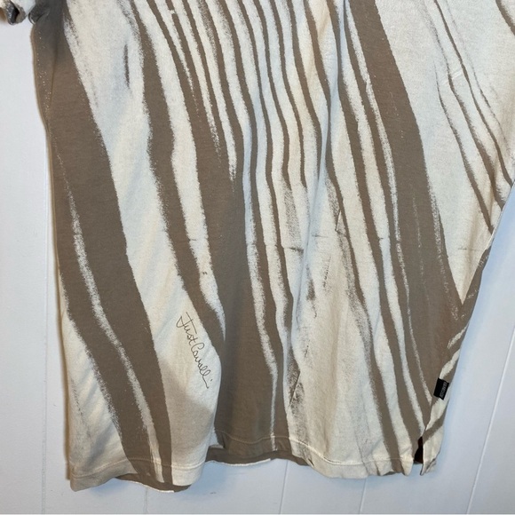 Just Cavalli Graphic Polo White Tan Roberto Italy Button Collar Shirt Logo 50 - Picture 3 of 15